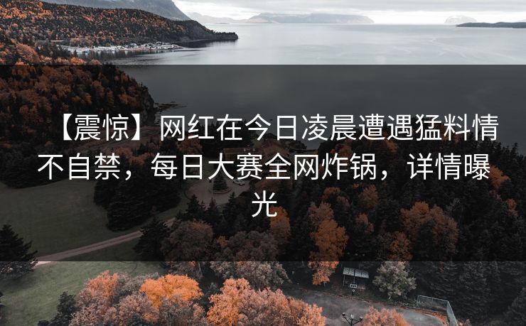 【震惊】网红在今日凌晨遭遇猛料情不自禁，每日大赛全网炸锅，详情曝光
